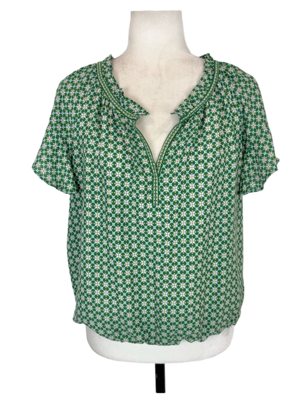 Max Studio green motif blouse